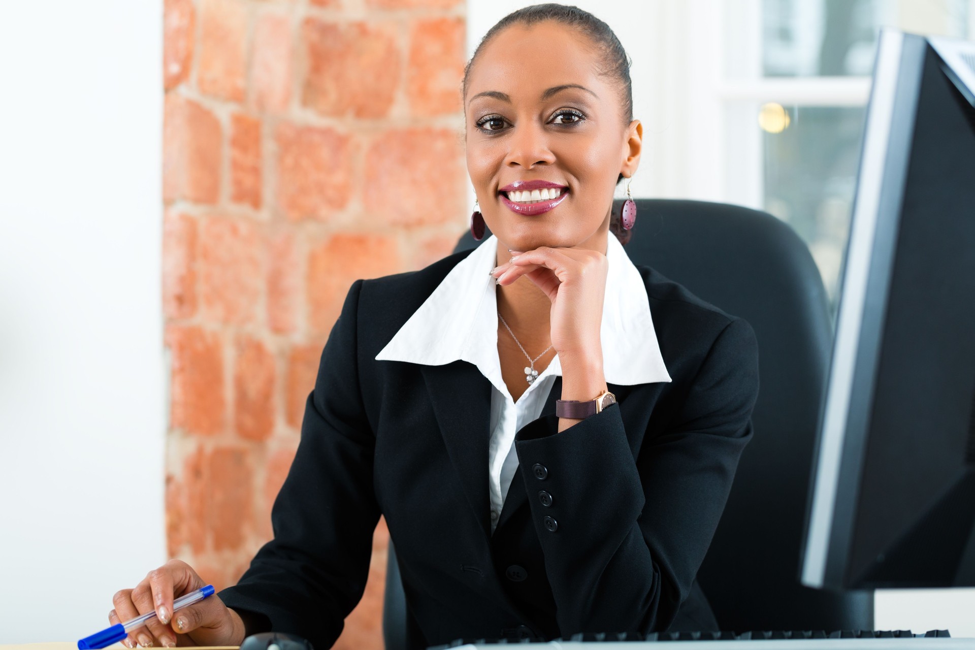 Lawyer in office sitting on the computer
